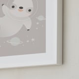 "Sloth in Space" - Art Print in gray by Lori Wemple - Frame Close-up