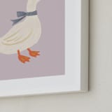 "Duck With Ribbon" - Art Print in Lilac by Cass Loh - Frame Close-up