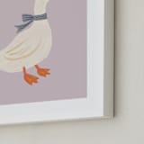 "Duck With Ribbon" - Art Print in Lilac by Cass Loh - Frame Close-up