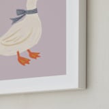 "Duck With Ribbon" - Art Print in Lilac by Cass Loh - Frame Close-up