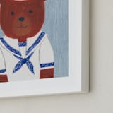 "Sailor Bear" - Art Print in Dusty Blue by Madhvi Samimi - Frame Close-up