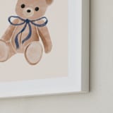 "Bear with Bow" - Art Print in Royal Blue by Vivian Yiwing - Frame Close-up