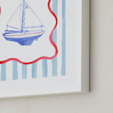 "Vintage Play Boat" - Art Print in Sailor Blue by Little Blue Designs - Frame Close-up