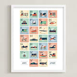 "Alphabet in Motion" - Personalized Art Print in Sherbet by Erica Krystek - Framed