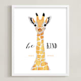 "baby animal.giraffe" - Personalized Art Print in tangerine by Cass Loh - Framed