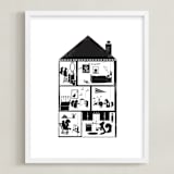 "Squirrel House" - Art Print in Charcoal by Krista Messer - Framed