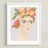 "Flower Crown" - Art Print in Blue Gray by Candace Wiant - Framed