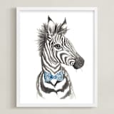 "Dapper Zebra" - Art Print in Tuxedo by Kristin Dills - Framed