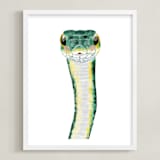 "Baby Animal Snake" - Art Print in Jade by Cass Loh - Framed