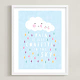 "confetti rain drops" - Art Print in Sky Blue by Mandy Rider - Framed