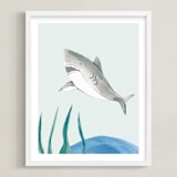 "Ocean Friends II" - Art Print in Shark by Teju Reval - Framed