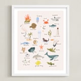 "Sea Alphabet" - Art Print in Blush by Kate Blalock - Framed
