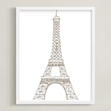 "Eiffel Tower in Pen" - Art Print in Warm Grey by Sharon Rowan - Framed
