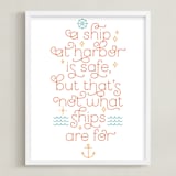 "A Ship At Harbor" - Art Print in Tropical Cool by Lorent and Leif - Framed