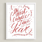 "Holiday Humor" - Art Print in Festive Red by Katie Craig - Framed