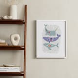 "Folk Whales" - Art Print in Mint by Hannah Williams - In a Room