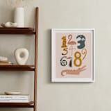 "Safari Friends Numerals" - Art Print in Flamingo by Jenna Holcomb - In a Room