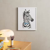 "Dapper Zebra" - Art Print in Tuxedo by Kristin Dills - In a Room