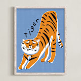 "Tiger Yoga" - Art Print in Tangerine by Inkblot Design - Framed