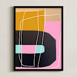 "Lines and Paths" - Art Print in Amaranth Pink by Deborah Velasquez - Framed