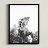 "Fantastical creature, fountain" - Art Print in Black and White by Jacquelyn Sloane Siklos - Framed
