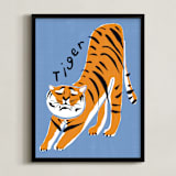 "Tiger Yoga" - Art Print in Tangerine by Inkblot Design - Framed