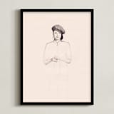 "Minimalist Woman" - Art Print in Cream by Marta Crea - Framed