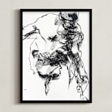 "Drawing 264 - Gesturing Man" - Art Print in Rich Ebony by Derek overfield - Framed