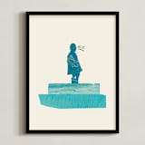"View of the Water" - Art Print in Soft Calm by Field and Sky - Framed