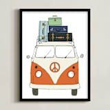 "The Peace Van on the Road" - Art Print in Orange by Alston Foster - Framed
