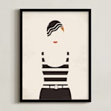 "Striped Suit" - Art Print in charcoal by Faith Harlow - Framed