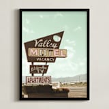 "Valley Motel" - Art Print in Mist by Elky Ink - Framed