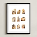 "Houses" - Art Print in Earth colors by Sandra Ovono - Framed