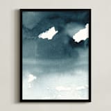 "Mist Rises Over the Water" - Art Print in Indigo Blue by Renee Anne Bouffard-McManus - Framed