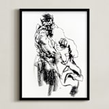 "Drawing 469 - Draped Figure" - Art Print in Bottom of Well Black by Derek overfield - Framed