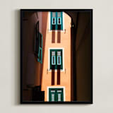 "Shutters" - Art Print in Orange & Green by Paul Berthelot - Framed