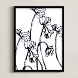 "Ink Cyclamen" - Art Print in inky blue by Sonal Nathwani - Framed