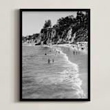 "Day at the Beach" - Art Print in Pebble by Sea and Sky - Framed