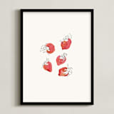 "Strawberries" - Art Print in Strawberry Red by Catilustre - Framed