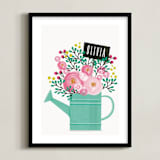 "Little Gardener" - Personalized Art Print in Aqua by Karidy Walker - Framed