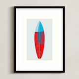 "Colorful Surfboard" - Art Print in Blue Ocean by Carmen Guedez - Framed