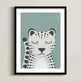 "Snow Leopard" - Art Print in Duck Egg by 2birdstone - Framed