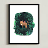 "Wild Cat" - Art Print in Forest Green by Nikita Jariwala - Framed