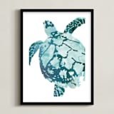 "Tropical Sea Turtle" - Art Print in Caribbean by Shirley Browning - Framed