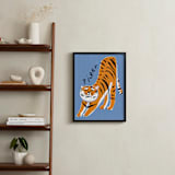"Tiger Yoga" - Art Print in Tangerine by Inkblot Design - In a Room