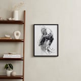 "Drawing 340 - Grasping Man" - Art Print in severe black by Derek overfield - In a Room
