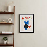 "French Mouse" - Art Print in Cobalt by Morgan Kendall - In a Room
