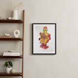 "Space Man Robot" - Art Print in canary yellow by Ed Hogan - In a Room