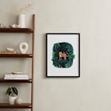 "Wild Cat" - Art Print in Forest Green by Nikita Jariwala - In a Room