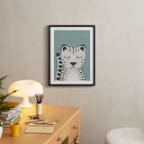 "Snow Leopard" - Art Print in Duck Egg by 2birdstone - In a Room